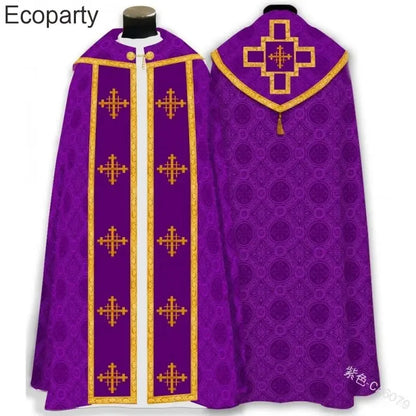 Ecoparty Unisex Medieval Clergy Chasuble Cope – Liturgical Church Vestment Cloak for Ceremonies