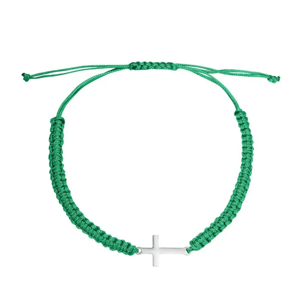 Braided Cross Charm Bracelet