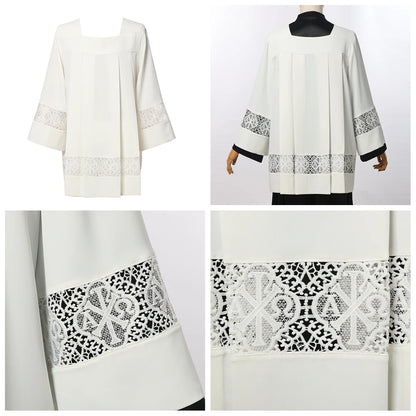 Men's Broadcloth Liturgical Clergy Alb – Traditional Church Surplice with Inserts