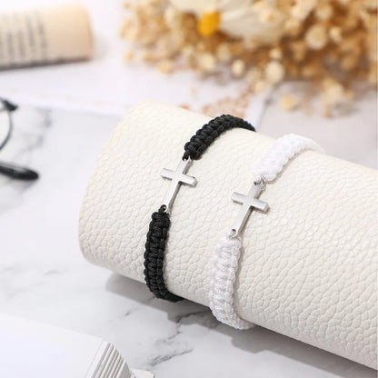 Braided Cross Charm Bracelet