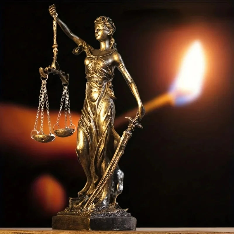 Lady Justice Statue — European Retro Bronze-Effect Decor
