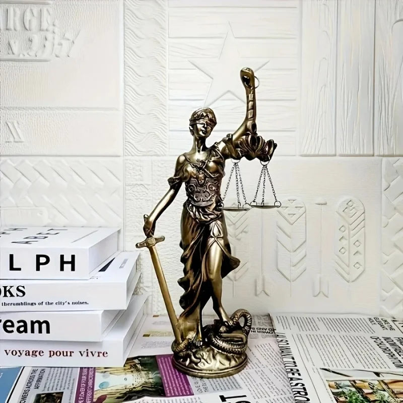 Lady Justice Statue — European Retro Bronze-Effect Decor