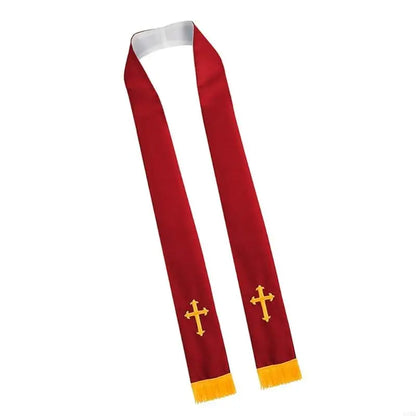 Adult Unisex Reversible Liturgical Clergy Stole – Premium Embroidered Cross Ministry Scarf