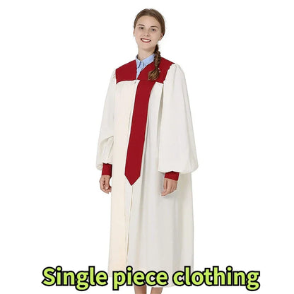 Premium Adult Liturgical Choir Robe Set – Classic Church Uniform with Contrast Yoke and Tied Tie
