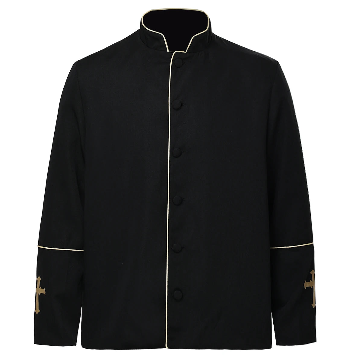 Men Priest Jacket Uniform Catholic Church Cross Pastor Minister Choir Costume