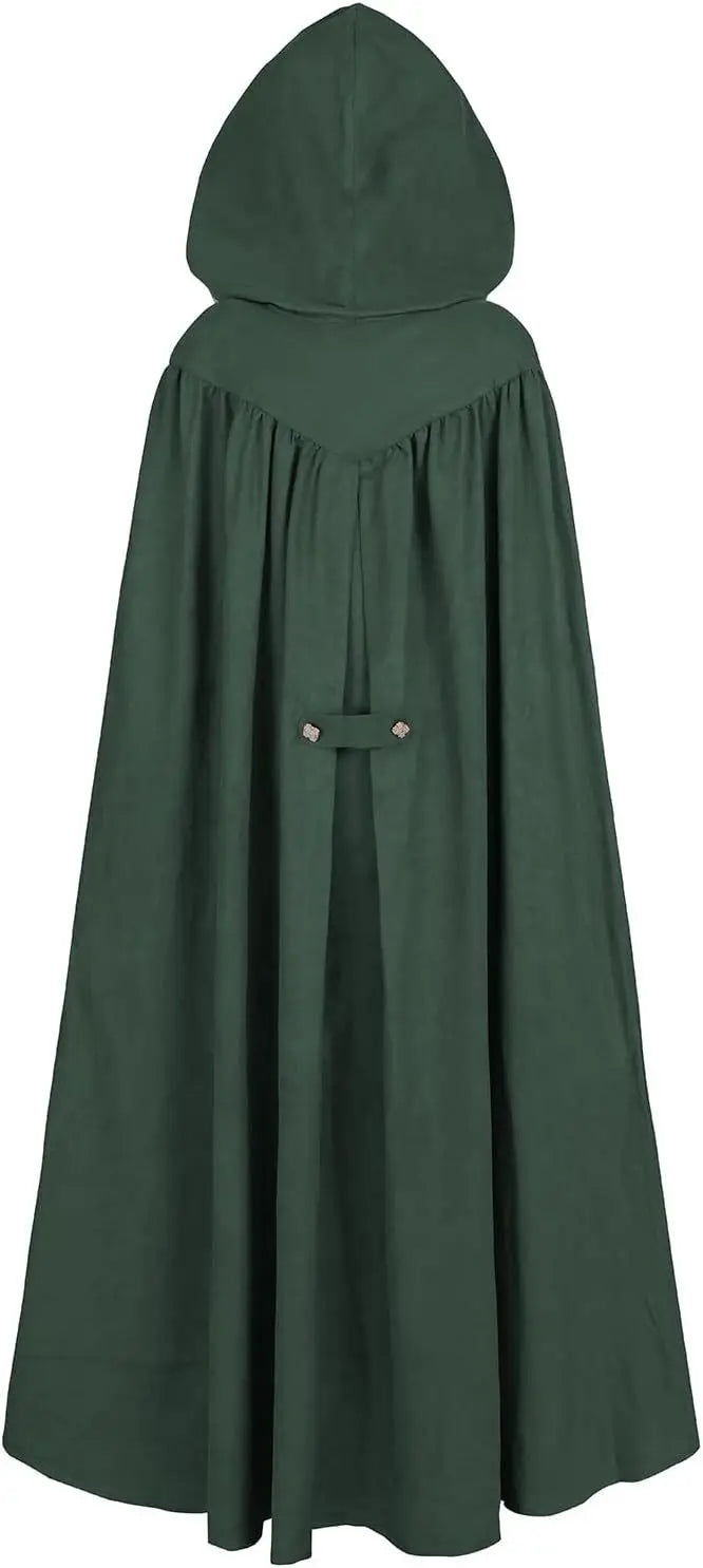 Premium Unisex Medieval Hooded Elven Cloak – Royal Embroidered Velvet Trim Cape with Jeweled Brooch