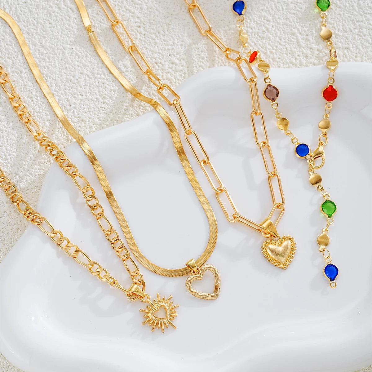 Layered Gold Necklace Set — 4-Piece Chain Collection