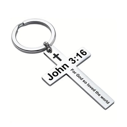 Christian Bible Verse Cross Keychain