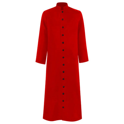 Men's Traditional Roman Catholic Clergy Cassock Robe – Minimalist Single-Breasted Vestment
