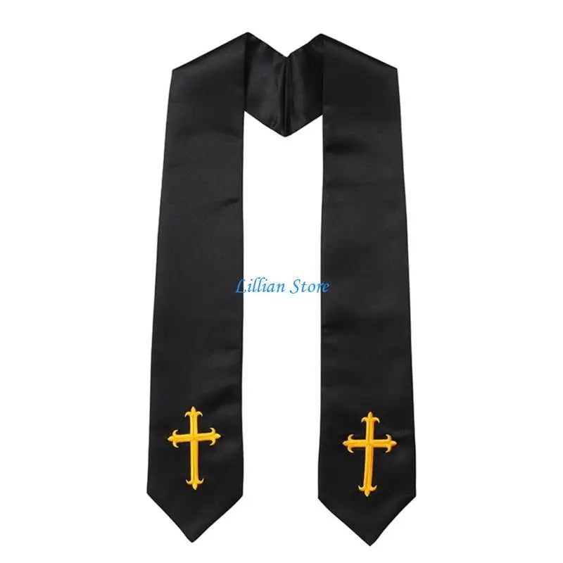 Adult Unisex 72-Inch Liturgical Clergy Stole – Premium Embroidered Cross Ministry Scarf