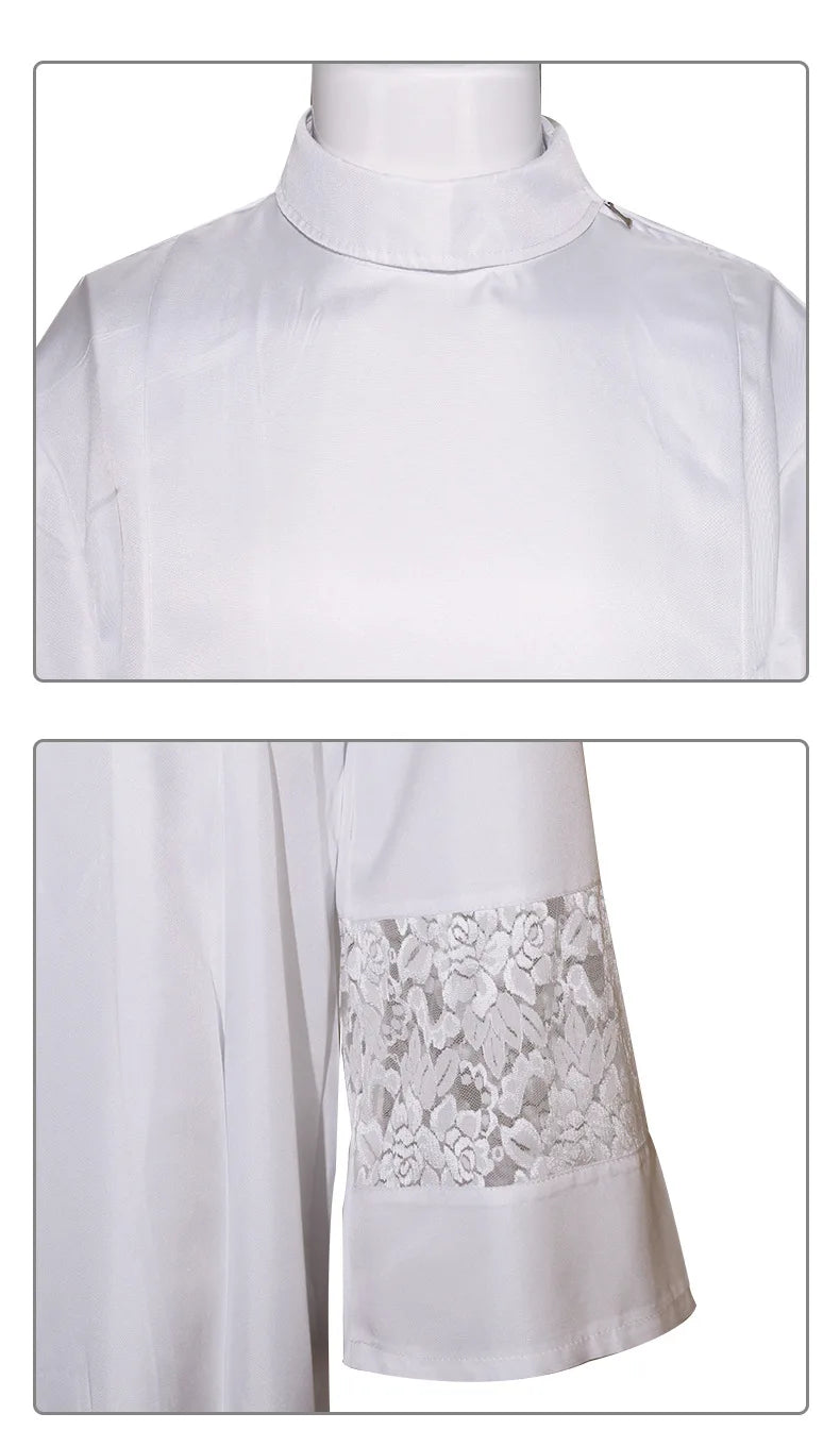 Adult Unisex Medieval Liturgical Alb Cassock Set – Premium Clergy Robe with Guipure Lace Inserts