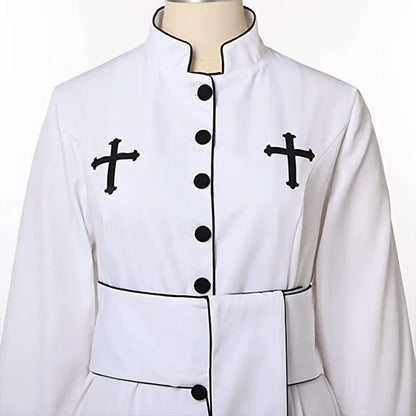 Gracynn Unisex Medieval Clergy Cassock Robe – Anime-Inspired Liturgical Set with Coat and Belt