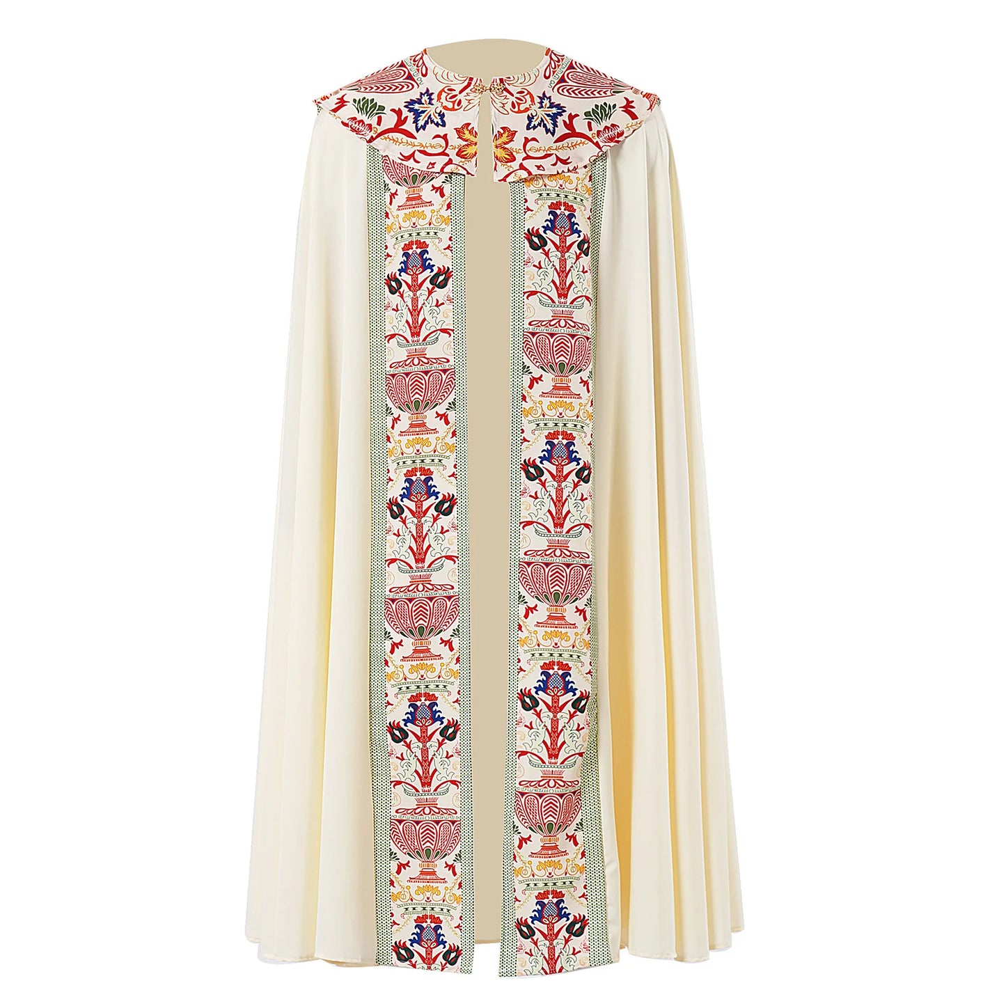 Unisex Medieval Liturgical Chasuble Cloak – Premium Printed Clergy Cope Vestment