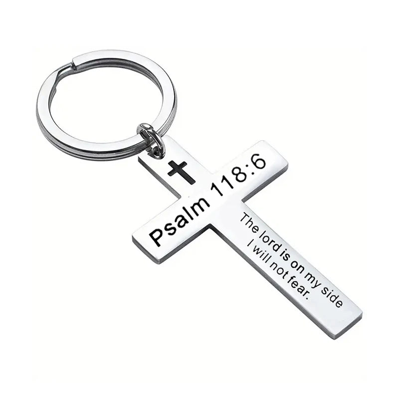 Christian Bible Verse Cross Keychain