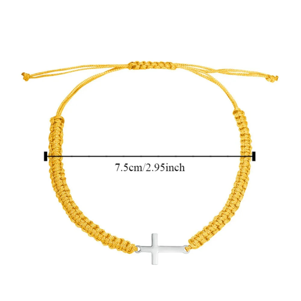 Braided Cross Charm Bracelet