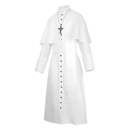 Clergy Cassock Robe Set — Complete Liturgical Vestment with Shoulder Cape, Cincture Belt, and Cross Pendant