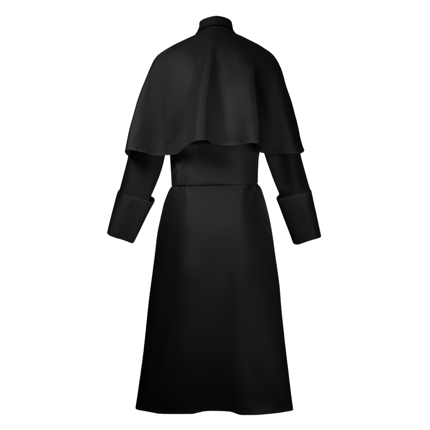 Clergy Cassock Robe Set — Complete Liturgical Vestment with Shoulder Cape, Cincture Belt, and Cross Pendant