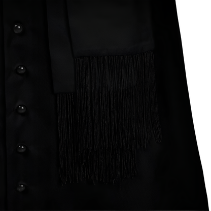 Clergy Cassock Robe Set — Complete Liturgical Vestment with Shoulder Cape, Cincture Belt, and Cross Pendant