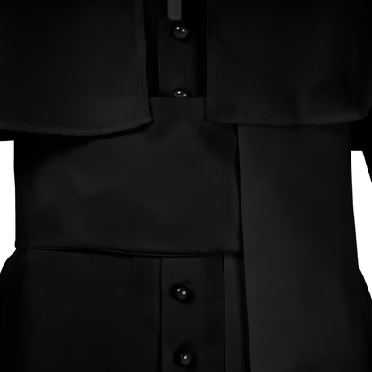Clergy Cassock Robe Set — Complete Liturgical Vestment with Shoulder Cape, Cincture Belt, and Cross Pendant
