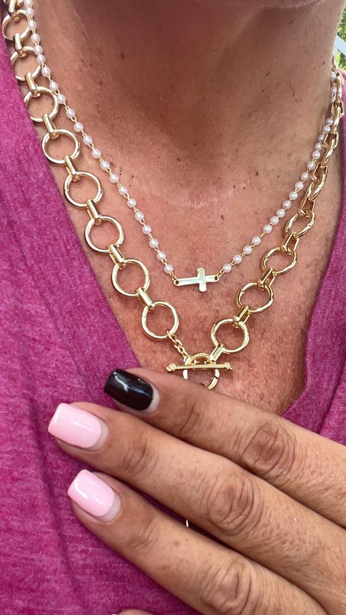Pearl & Cross Necklace