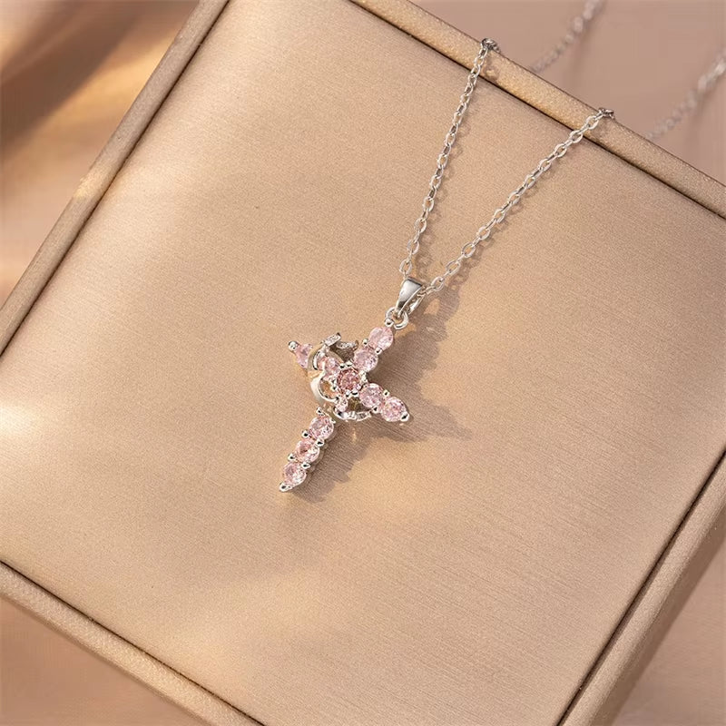 Radiant Zircon Cross Necklace