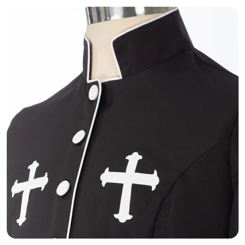 Unisex Clergy Cassock Robe Set with Cross Details