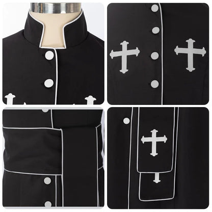 Unisex Clergy Cassock Robe Set with Cross Details